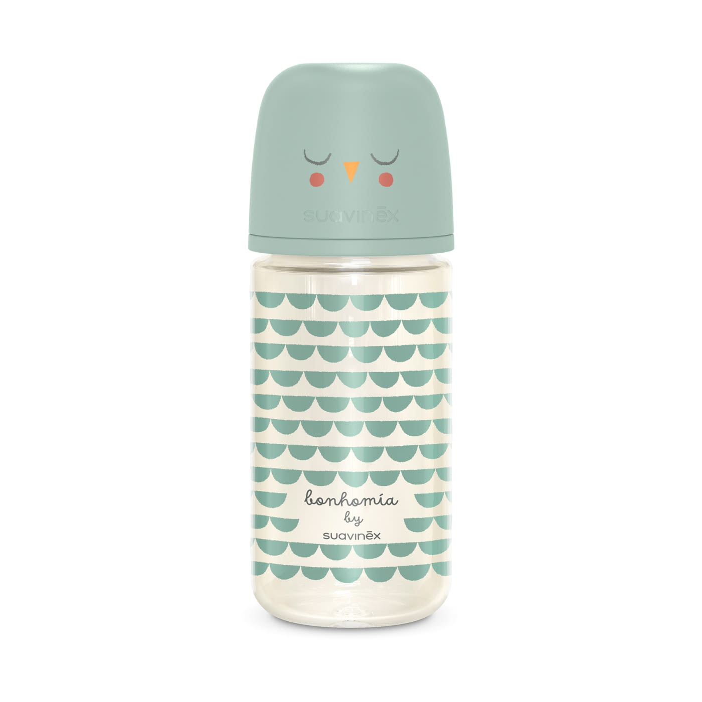 BIBERÓN VIDRIO 240ML BONHOMIA FEATHER VERDE
