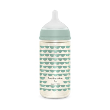 BIBERÓN VIDRIO 240ML BONHOMIA FEATHER VERDE - 3