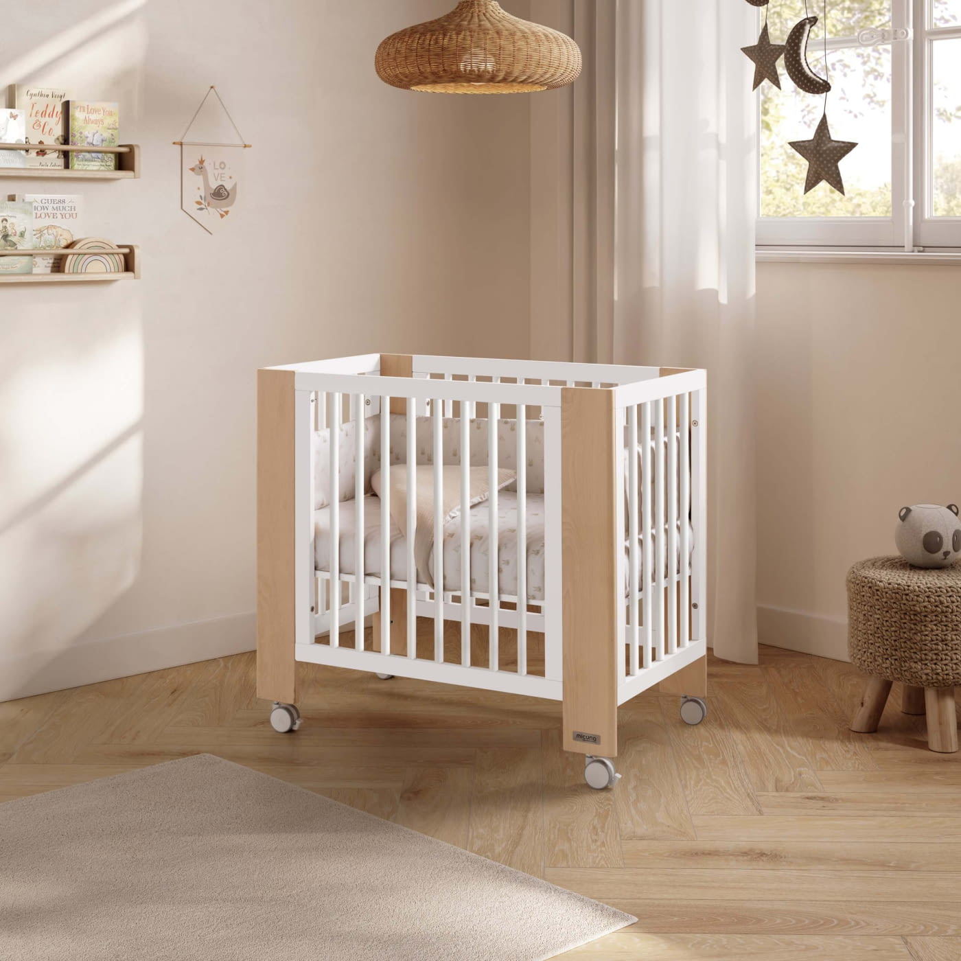 MINICUNA EVOLUTIVA MO-2013 CONVERBABY 90X50 CM BLANCO/CERA NATURAL