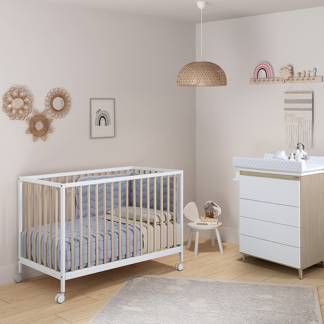 CUNA DE 120 X 60 MOUNTAIN BLANCO/CERA NATURAL