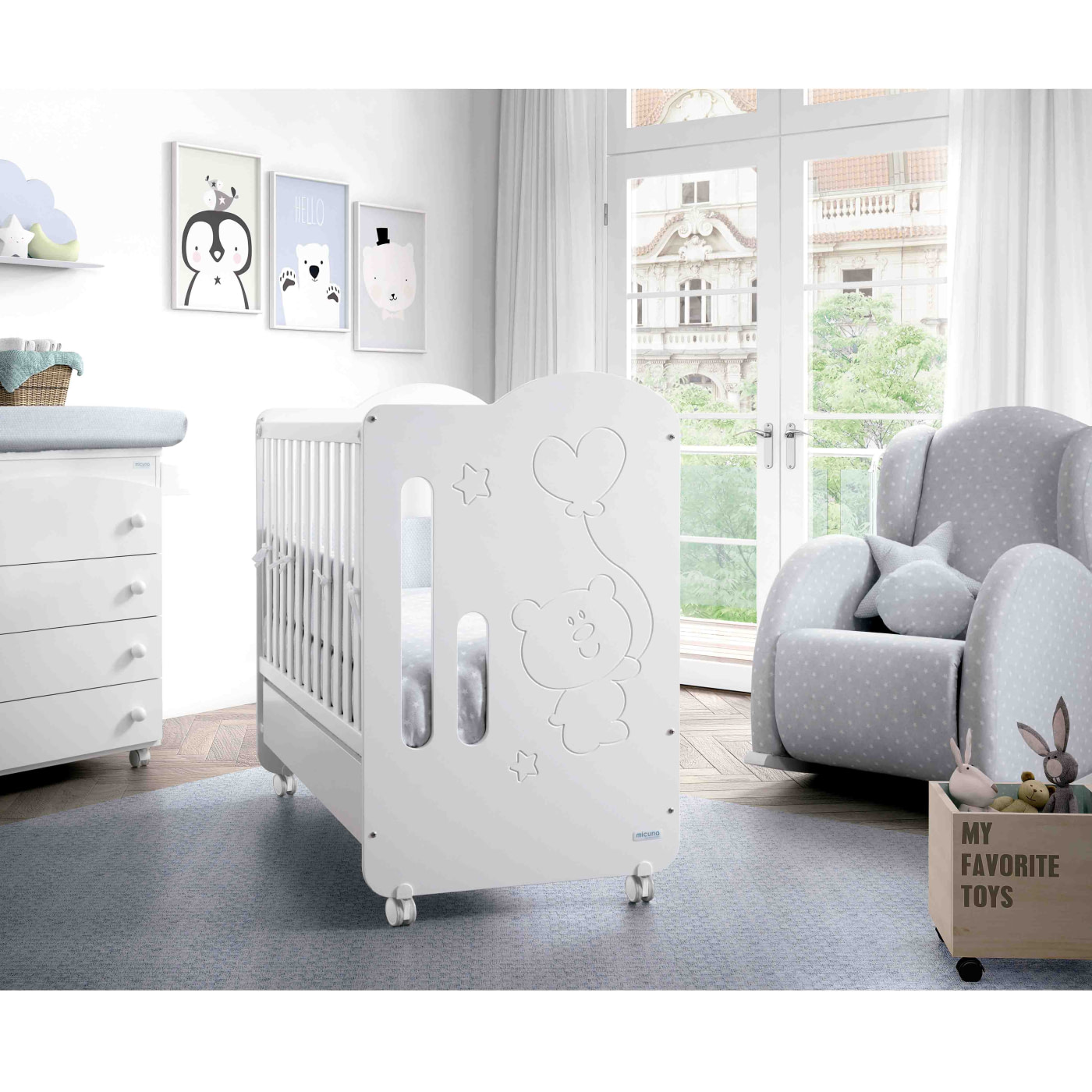 CUNA DE 120 X 60 GLOBITO BLANCO