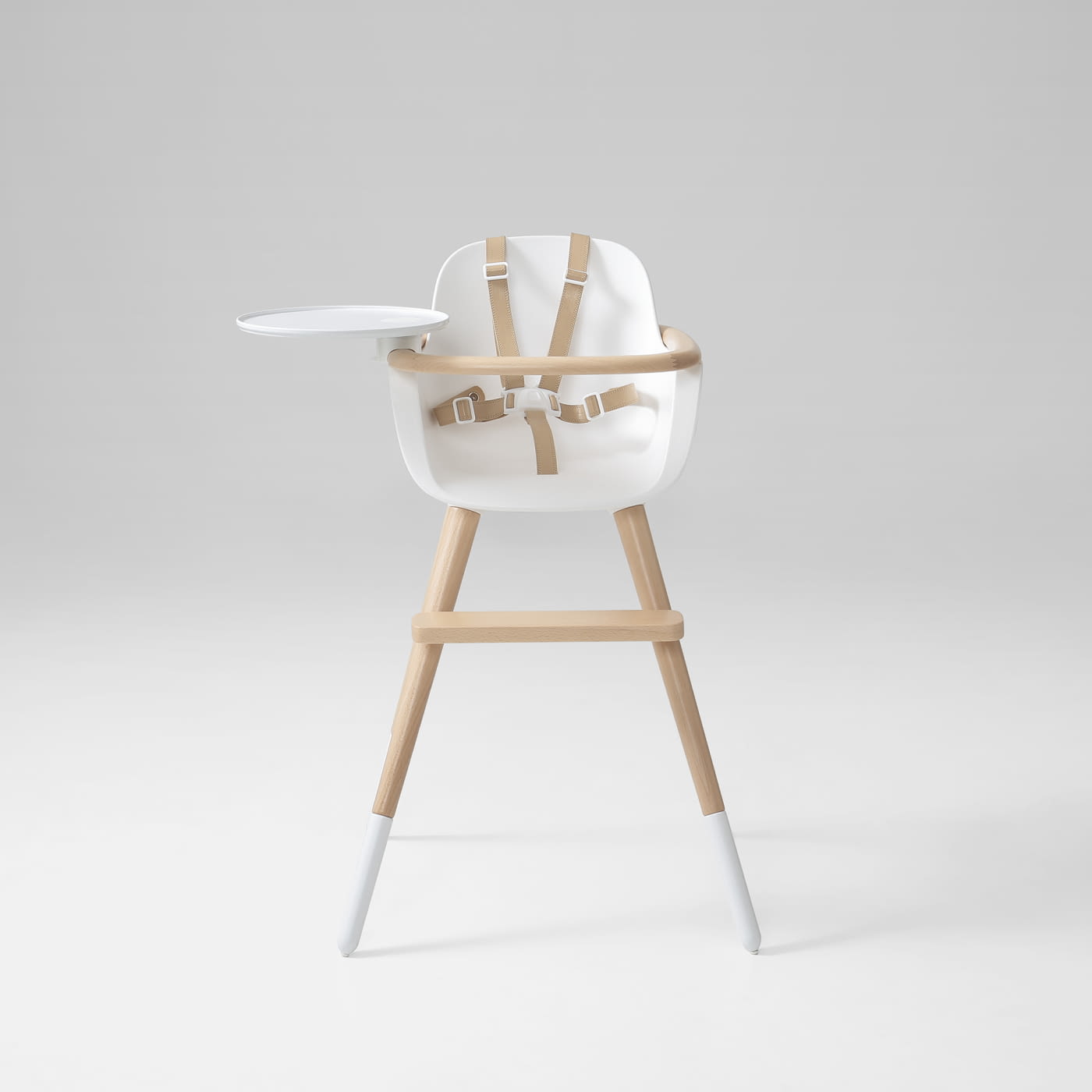 TRONA (INCLUYE BANDEJA Y CORREAS) OVO ORIGINAL ONE LUXE BLANCO PERLA/NATURAL CORREAS POLIPIEL BEIG