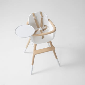 TRONA (INCLUYE BANDEJA Y CORREAS) OVO ORIGINAL ONE LUXE BLANCO PERLA/NATURAL CORREAS POLIPIEL BEIG - 2
