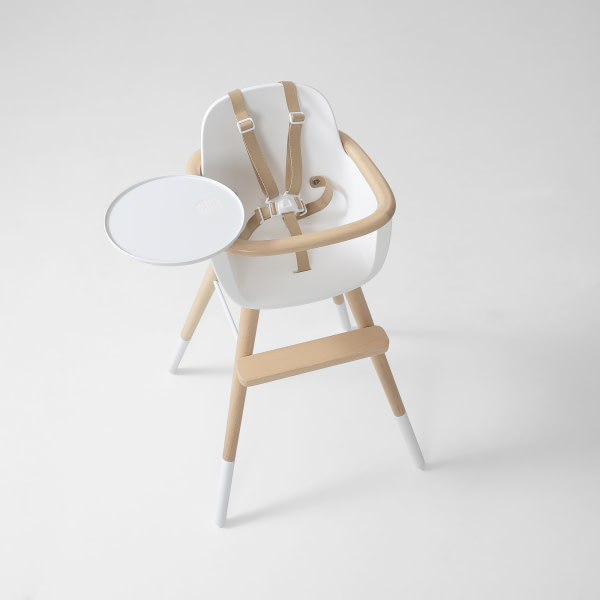 TRONA (INCLUYE BANDEJA Y CORREAS) OVO ORIGINAL ONE LUXE BLANCO PERLA/NATURAL CORREAS POLIPIEL BEIG - 2