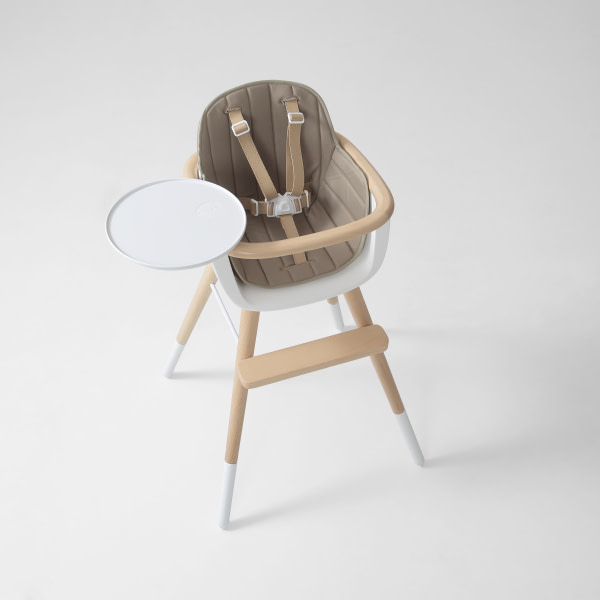 TRONA (INCLUYE BANDEJA Y CORREAS) OVO ORIGINAL ONE LUXE BLANCO PERLA/NATURAL CORREAS POLIPIEL BEIG - 4