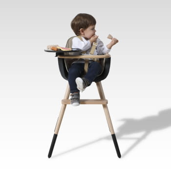 TRONA (INCLUYE BANDEJA Y CORREAS) OVO ORIGINAL TIMBER LUXE CERA NATURAL/GRIS ANTRACITA POLIPIEL BEIGE - 3