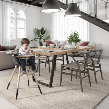 TRONA (INCLUYE BANDEJA Y CORREAS) OVO ORIGINAL TIMBER LUXE CERA NATURAL/GRIS ANTRACITA POLIPIEL BEIGE - 4
