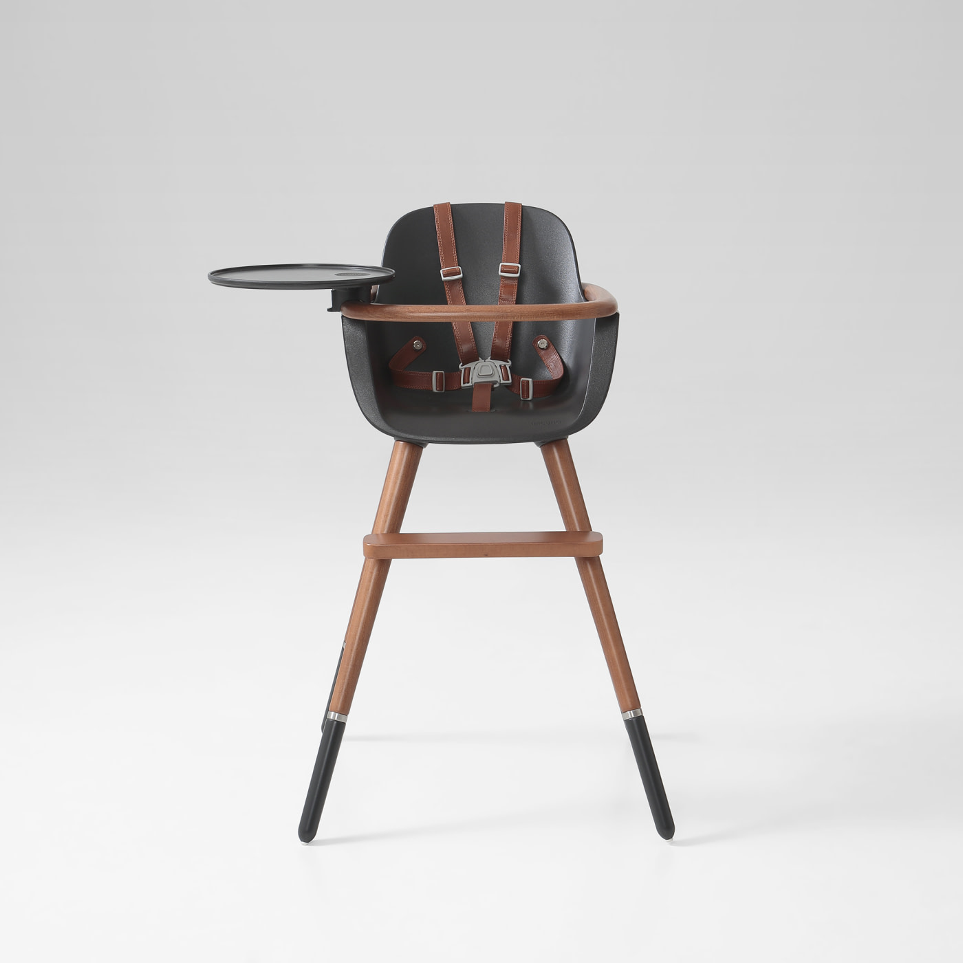 TRONA (INCLUYE BANDEJA Y CORREAS) OVO ORIGINAL CITY LUXE GRIS ANTRACITA/CAOBA POLIPIEL MARRON