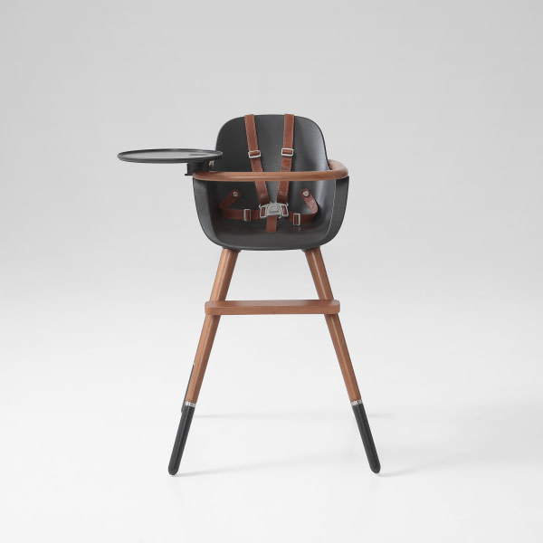 TRONA (INCLUYE BANDEJA Y CORREAS) OVO ORIGINAL CITY LUXE GRIS ANTRACITA/CAOBA POLIPIEL MARRON