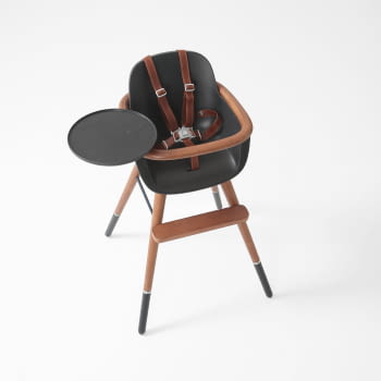 TRONA (INCLUYE BANDEJA Y CORREAS) OVO ORIGINAL CITY LUXE GRIS ANTRACITA/CAOBA POLIPIEL MARRON - 4