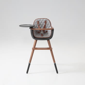 TRONA (INCLUYE BANDEJA Y CORREAS) OVO ORIGINAL CITY LUXE GRIS ANTRACITA/CAOBA POLIPIEL MARRON - 5