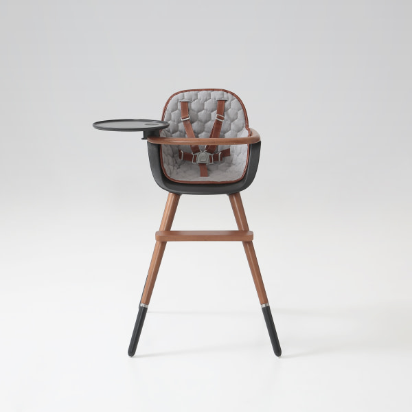 TRONA (INCLUYE BANDEJA Y CORREAS) OVO ORIGINAL CITY LUXE GRIS ANTRACITA/CAOBA POLIPIEL MARRON - 5