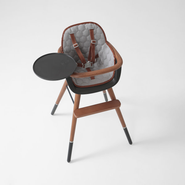 TRONA (INCLUYE BANDEJA Y CORREAS) OVO ORIGINAL CITY LUXE GRIS ANTRACITA/CAOBA POLIPIEL MARRON - 6