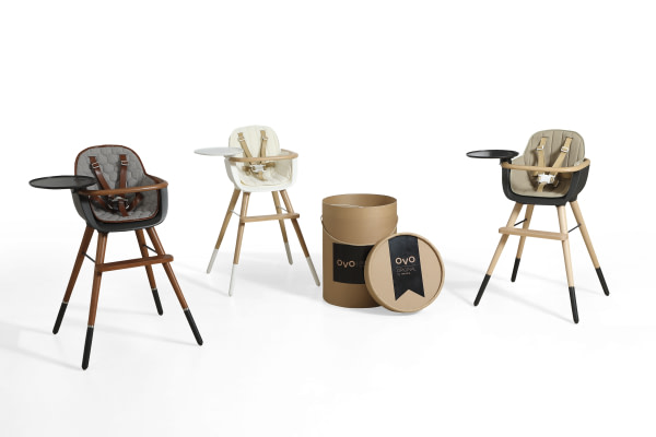 TRONA (INCLUYE BANDEJA Y CORREAS) OVO ORIGINAL CITY LUXE GRIS ANTRACITA/CAOBA POLIPIEL MARRON - 8