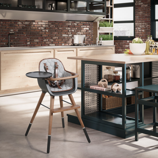 TRONA (INCLUYE BANDEJA Y CORREAS) OVO ORIGINAL CITY LUXE GRIS ANTRACITA/CAOBA POLIPIEL MARRON - 9