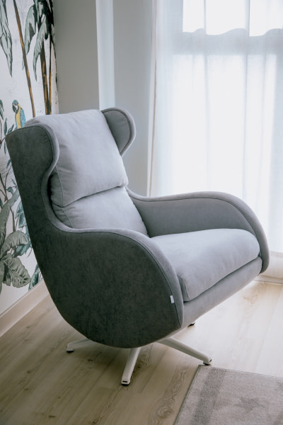 MECEDORA CON TAPIZADO TELA MECEDORA LACTANCIA MAR BLANCO GRIS CLARO/GRIS NOCHE