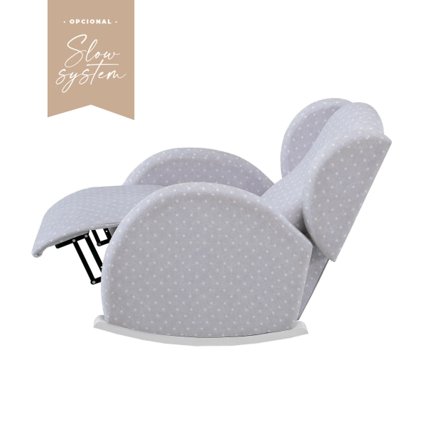 MECEDORA SLOW SYSTEM CON TAPIZADO TELA MECEDORA LACTANCIA FLOR SLOW SYSTEM BLANCO GALAXY GRIS