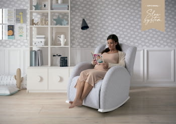 MECEDORA SLOW SYSTEM CON TAPIZADO TELA MECEDORA LACTANCIA FLOR SLOW SYSTEM BLANCO GALAXY GRIS - 3