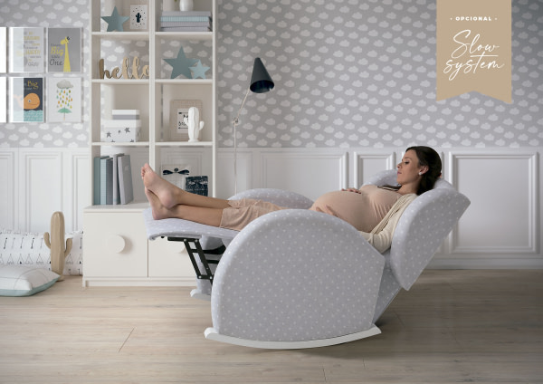 MECEDORA SLOW SYSTEM CON TAPIZADO TELA MECEDORA LACTANCIA FLOR SLOW SYSTEM BLANCO GALAXY GRIS - 4
