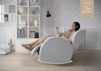 MECEDORA SLOW SYSTEM CON TAPIZADO TELA MECEDORA LACTANCIA FLOR SLOW SYSTEM BLANCO GALAXY GRIS - 5