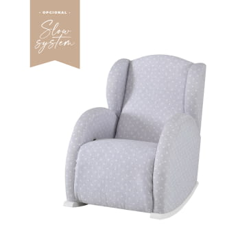 MECEDORA SLOW SYSTEM CON TAPIZADO TELA MECEDORA LACTANCIA FLOR SLOW SYSTEM BLANCO GALAXY GRIS - 6