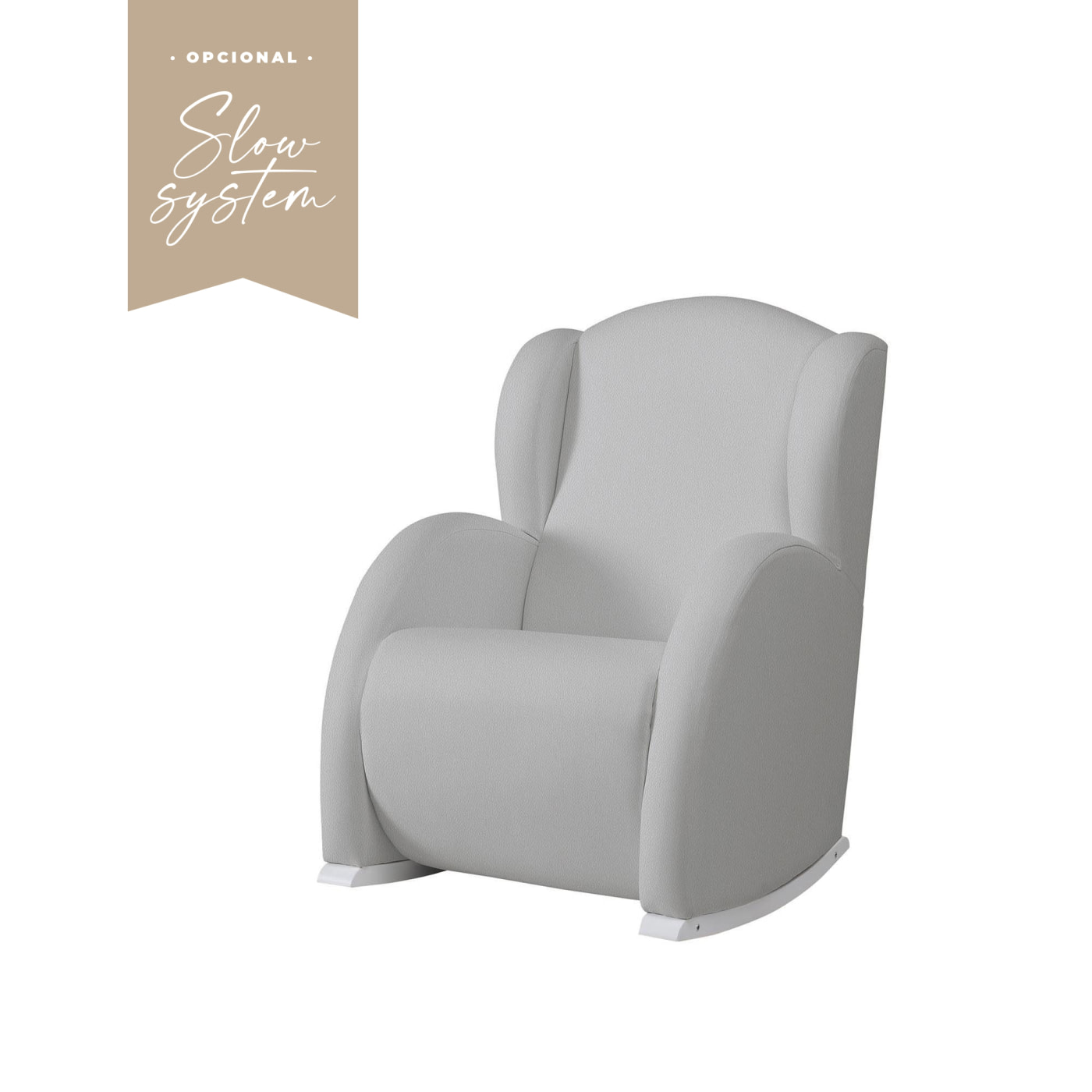 MECEDORA SLOW SYSTEM CON TAPIZADO POLIPIEL MECEDORA LACTANCIA FLOR SLOW SYSTEM BLANCO POLIPIEL GRIS - 