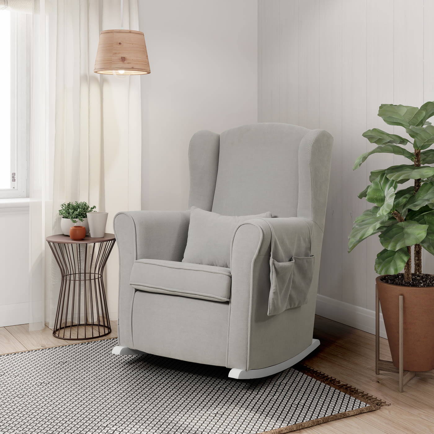 MECEDORA CON TAPIZADO TELA MECEDORA LACTANCIA NANNY BLANCO SOFT GREY