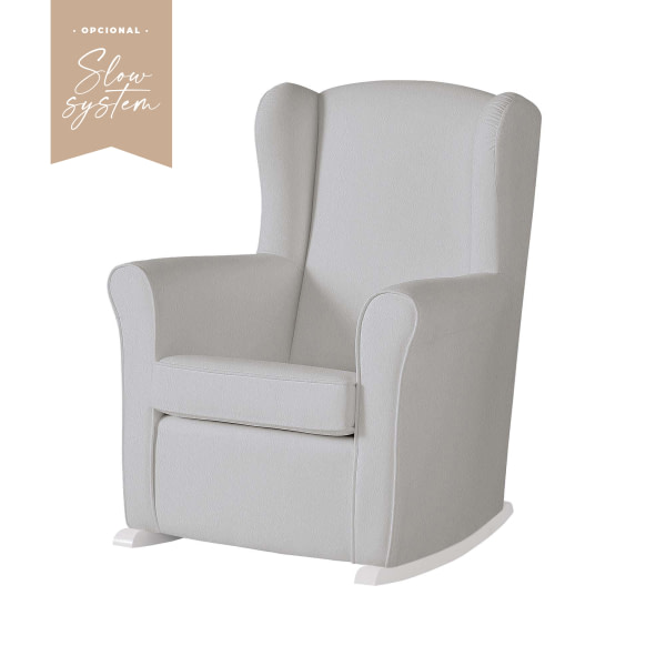 MECEDORA SLOW SYSTEM CON TAPIZADO POLIPIEL MECEDORA LACTANCIA NANNY SLOW SYSTEM BLANCO POLIPIEL GRIS