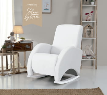 MECEDORA SLOW SYSTEM CON TAPIZADO POLIPIEL MECEDORA LACTANCIA CONFORT SLOW SYSTEM BLANCO POLIPIEL BLANCO - 2