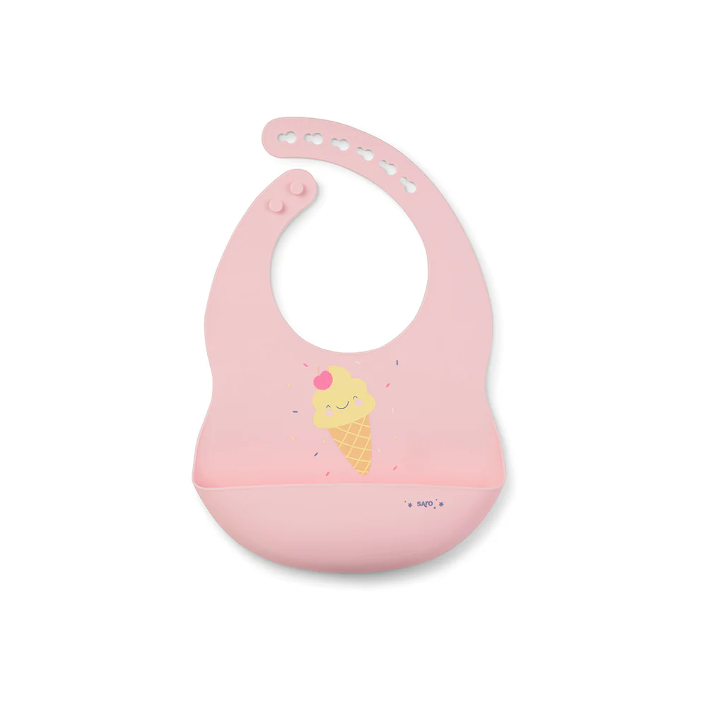Babero de silicona "Party" Rosa -