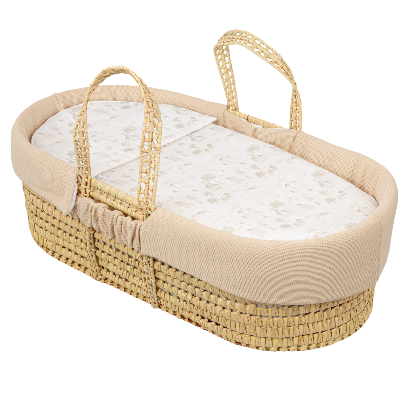 moisés de mimbre con edredón, cojín, interior acolchadado y colchón (80x40) Noe Casual - 