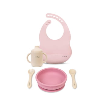 Set de alimentación silicona Saro “All in one” Blossom+Sand+Dusty Pînk