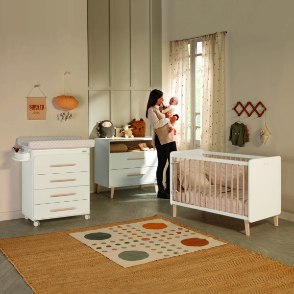 CUNA DE 120 X 60 TREVI BLANCO/CERA NATURAL - 5