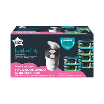 RECAMBIO CONTENEDOR DE PAÑALES TWIST & CLICK - 6 UNIDADES- PACK ECONÓMICO SET (CANTIDAD): 6 UNIDADES