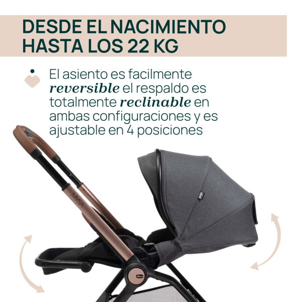TRÍO MYSA CON FIRST SEAT RECLINE (3 BULTOS) BLACK SATIN - 3