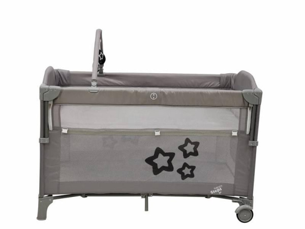 Cuna de viaje colecho elevador Dream estrella gris