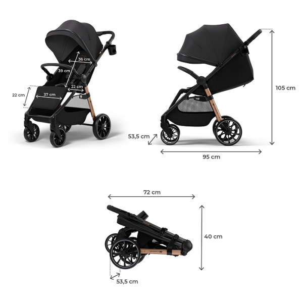 Kinderkraft wózek spacerowy GRANDE 2 MIDNIGHT BLACK - 4
