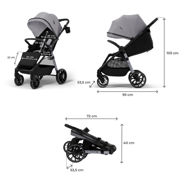 Kinderkraft wózek spacerowy GRANDE 2 MOONLIGHT GREY - 5