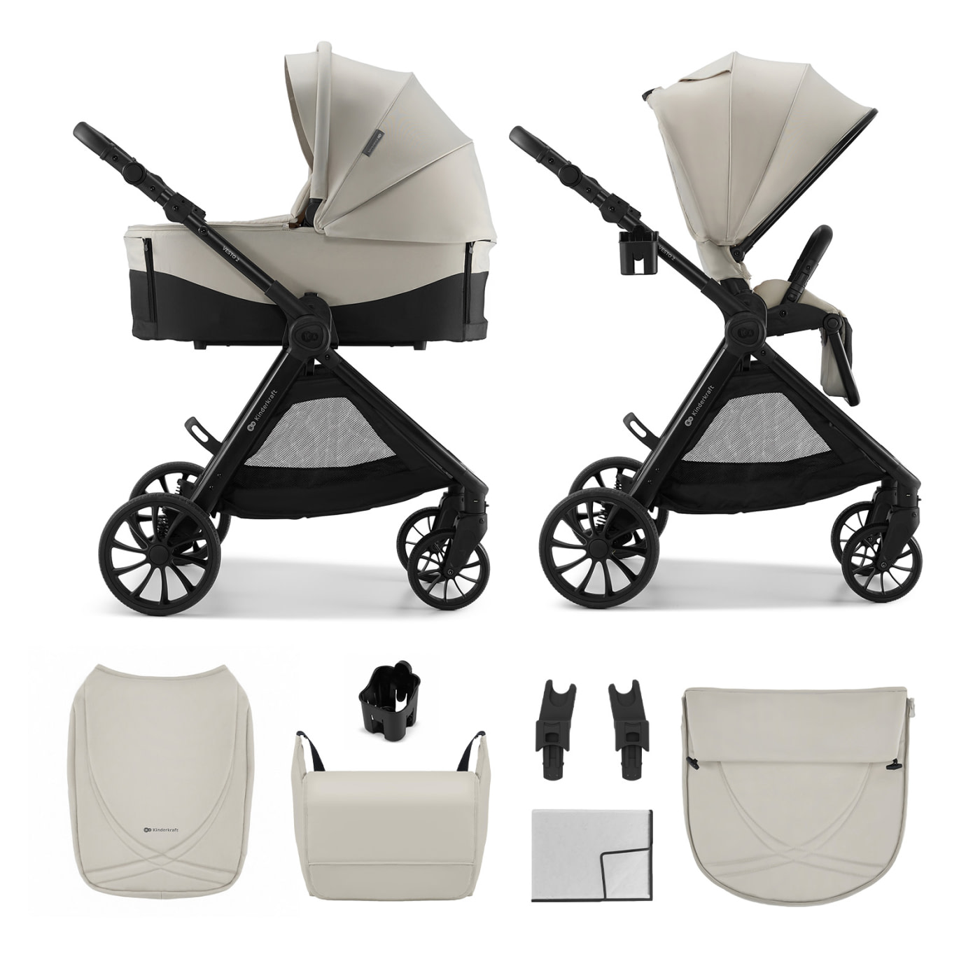 Carrito multifuncional 2en1 Kinderkraft VESTO 2 Beige