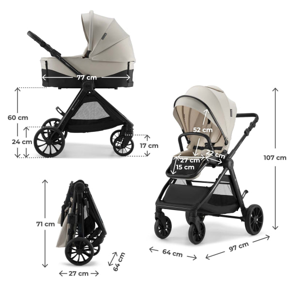 Carrito multifuncional 2en1 Kinderkraft VESTO 2 Beige - 11