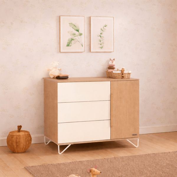 Cómoda infantil con cajones y puerta lateral- Amaia Vainilla - 2
