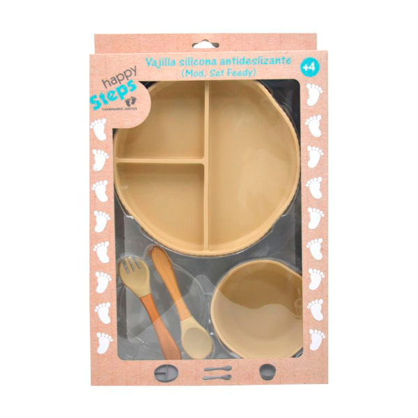 Set de alimentación Babero beige