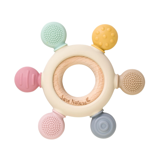Juguete bebés mordedor sensorial madera / silicona