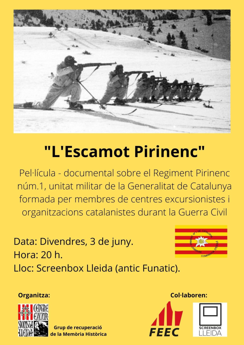 Pase de la película – documental “L'Escamot Pirenaico”, a precios especiales para socios/as del CEL