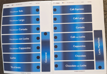 ETIQUETAS PARA MAQUINAS VENDING DE BEBIDAS CALIENTES NECTA