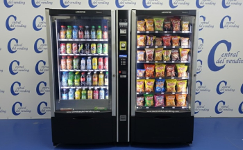 LOTE 2 MAQUINA VENDING DE SNACKS Y BEBIDAS FRÍAS AZKOYEN MISTRAL PLUS CON MONEDERO, BILLETERO.