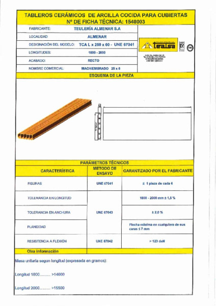 Ficha técnica tablero machihembrado 180
