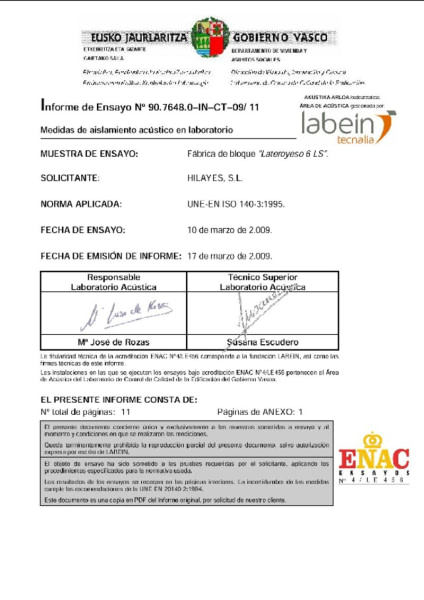 Ensayo acústico Lateroyeso 6LS