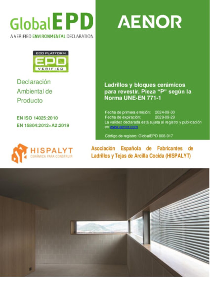 Ladrillos y bloques cerámicos para revestir. Pieza “P” según la Norma UNE-EN 771-1 Ladrillos y bloques cerámicos para revestir. Pieza “P” según la Norma UNE-EN 771-1