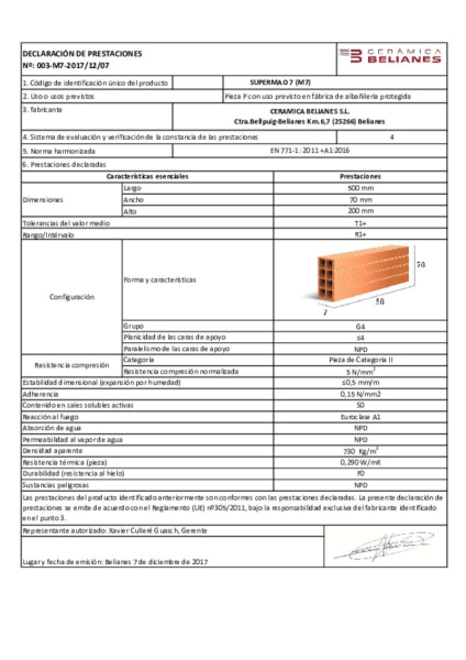 Declaración de Prestaciones Supermahón 7